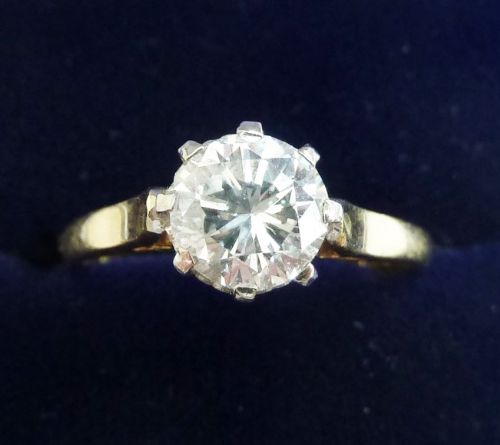 Gorgeous Art Deco 18ct 18k Gold 1ct Vs2 Diamond Solitaire Vintage Antique Engagement Ring