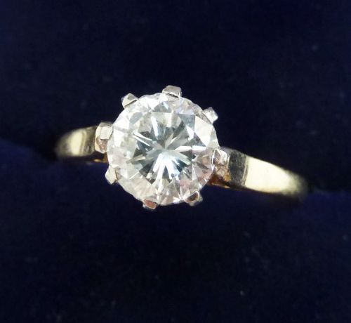 fig 1. Gorgeous art deco 18ct 18k gold 1ct VS2 diamond solitaire vintage antique engagement ring