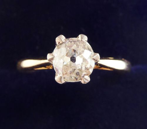 Beautiful Art Deco 18ct 18k and White Gold 0.70ct Diamond Vintage Antique Solitaire Ring