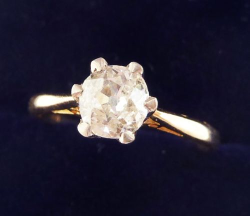 fig 1. Beautiful art deco 18ct 18k and white gold 0.70ct diamond vintage antique solitaire ring