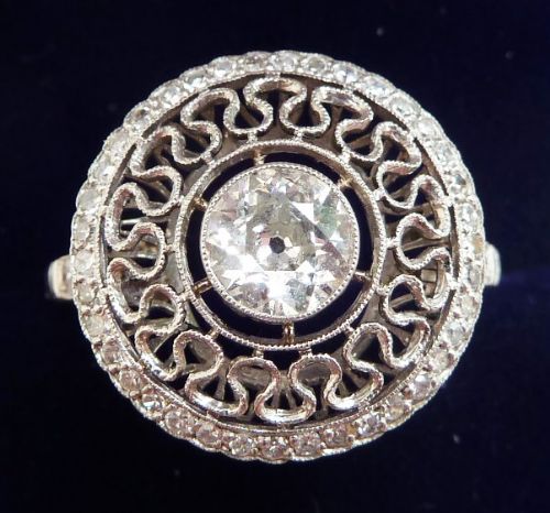 Stunning Art Deco Platinum 1.10ct Diamond Cluster Vintage Antique Ring