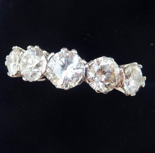 fig 1. Stunning art deco 18ct and white gold 2.95ct diamond five stone vintage antique ring