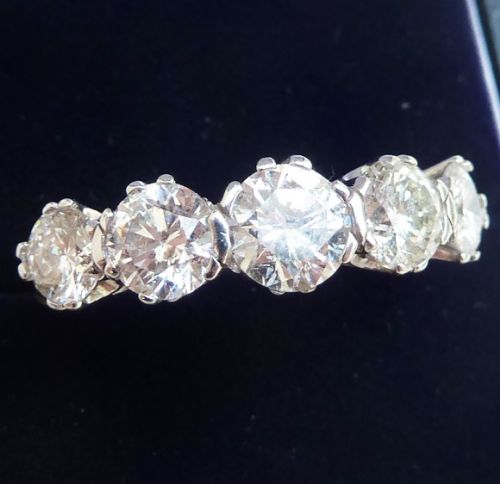 fig 2. Stunning art deco 18ct and white gold 2.95ct diamond five stone vintage antique ring