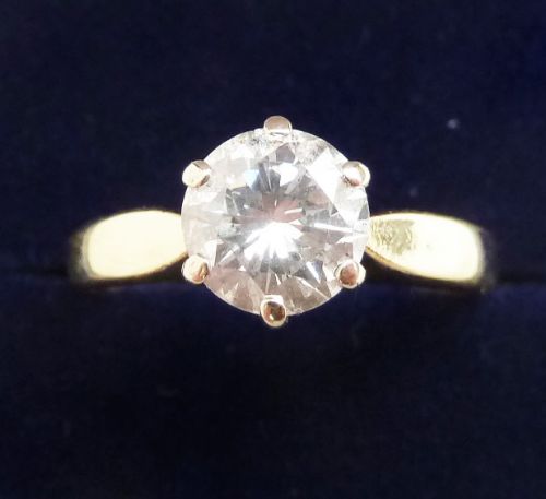 Stunning 18ct Gold Art Deco 1ct Diamond Solitaire Vintage Antique Engagement Ring