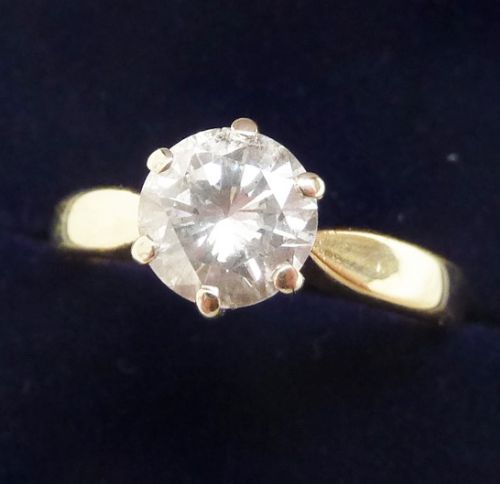fig 1. Stunning 18ct gold art deco 1ct diamond solitaire vintage antique engagement ring