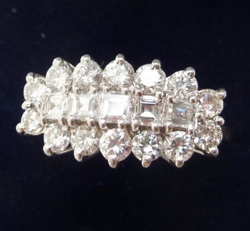 fig 1. Beautiful vintage 18ct and white gold 0.70ct Diamond cluster vintage antique ring