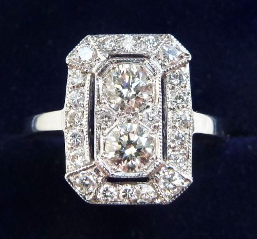 Gorgeous Platinum Art Deco 0.75ct Diamond Vintage Antique Cluster Ring