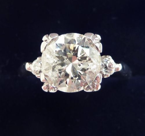Fabulous Art Deco Platinum 1.75ct Old Cut Diamond Solitaire Engagement Vintage Antique Ring