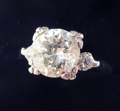 fig 1. Fabulous art deco platinum 1.75ct old cut diamond solitaire engagement vintage antique ring
