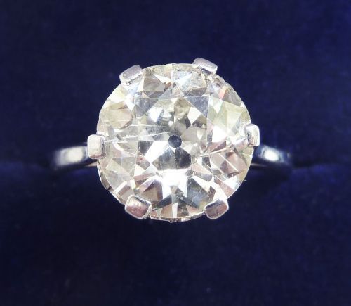 Fabulous Art Deco Platinum 3.67ct Old Cut Diamond Solitaire Engagement Vintage Antique Ring