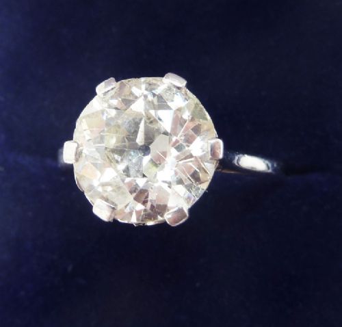 fig 1. Fabulous art deco platinum 3.67ct old cut diamond solitaire engagement vintage antique ring