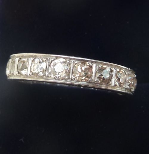 fig 1. Stunning art deco platinum 2.66ct diamond full eternity size R vintage antique ring