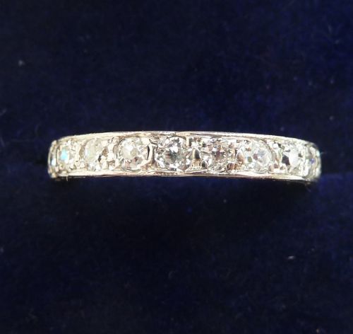 Beautiful Art Deco Platinum 0.66ct Diamond Eternity Vintage Antique Ring Size L