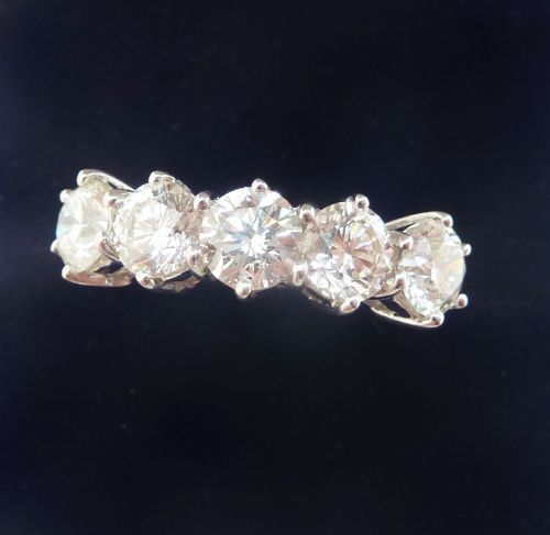 fig 1. Stunning art deco 18ct 18k white gold 2.25ct VS diamond five stone vintage antique ring