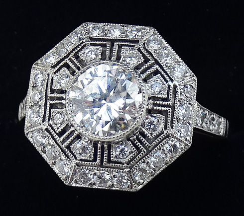 fig 2. Fabulous platinum art deco 1.69ct diamond vintage antique cluster ring
