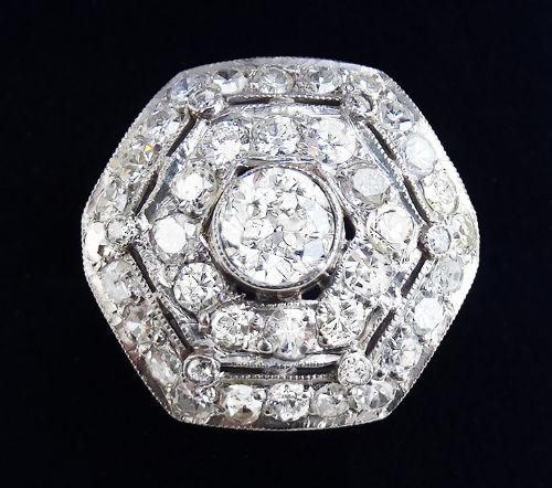 Gorgeous Art Deco Platinum 1.92ct Diamond Vintage Antique Cluster Ring