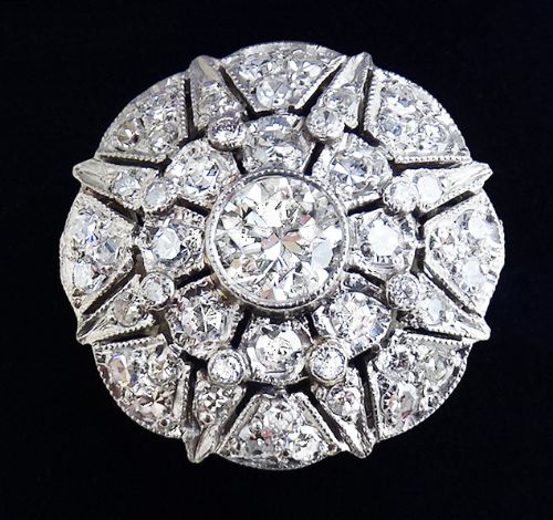 Gorgeous Art Deco Platinum 1.73ct Diamond Star Vintage Antique Cluster Ring