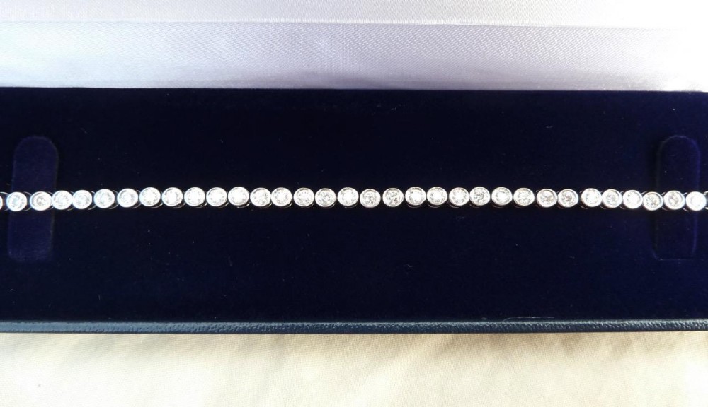 Stunning 18ct 18k white gold art deco 3.15ct old cut diamond tennis vintage antique bracelet