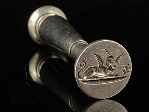 Antique Sampson Mordan Silver Mechanical Novelty Pencil Sphinx Desk Seal