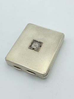 ART DECO SOLID SILVER COMBINATION DUAL CIGARETTE CASE CARD CASE 1936