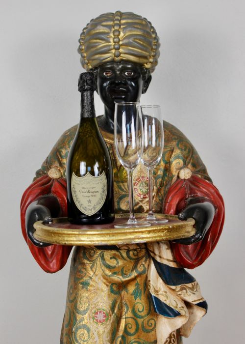 VENETIAN PARCELGILT AND POLYCHROME PAINTED BLACKAMOOR WAITER - ADDITIONAL PHOTO 2
