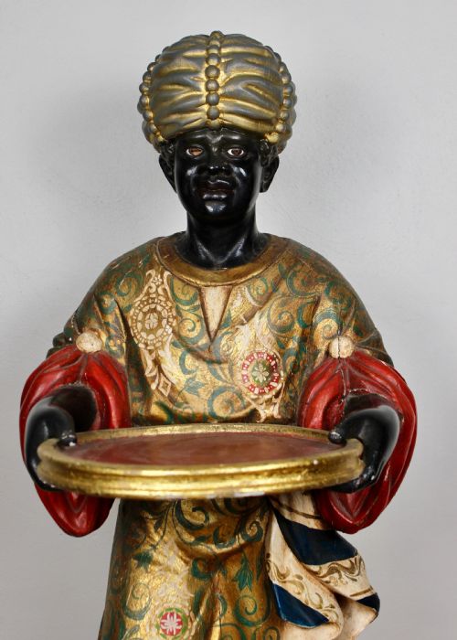 VENETIAN PARCELGILT AND POLYCHROME PAINTED BLACKAMOOR WAITER - ADDITIONAL PHOTO 3