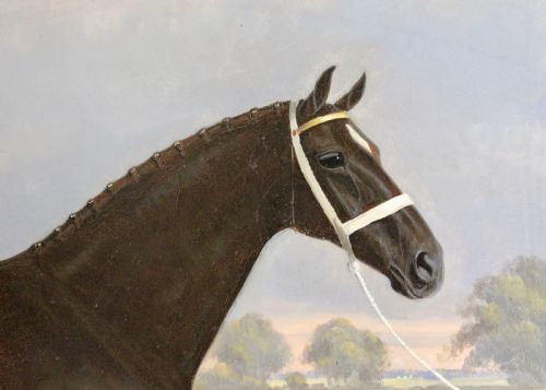 PAIR OF STALLION MARE HACKNEY CHAMPION OIL PAINTINGS BY WA CLARK - ADDITIONAL PHOTO 3