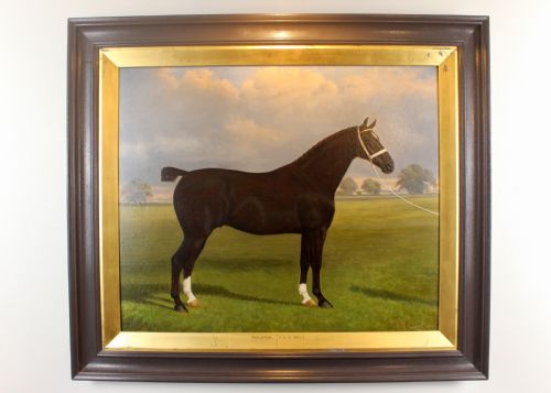 PAIR OF STALLION MARE HACKNEY CHAMPION OIL PAINTINGS BY WA CLARK - ADDITIONAL PHOTO 4