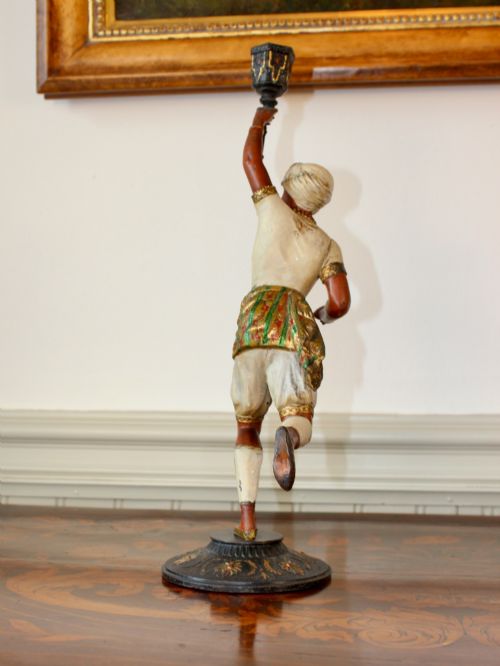 PAIR OF CONTINENTAL COLD PAINTED SPELTER FIGURAL CANDLESTICKS - ADDITIONAL PHOTO 7