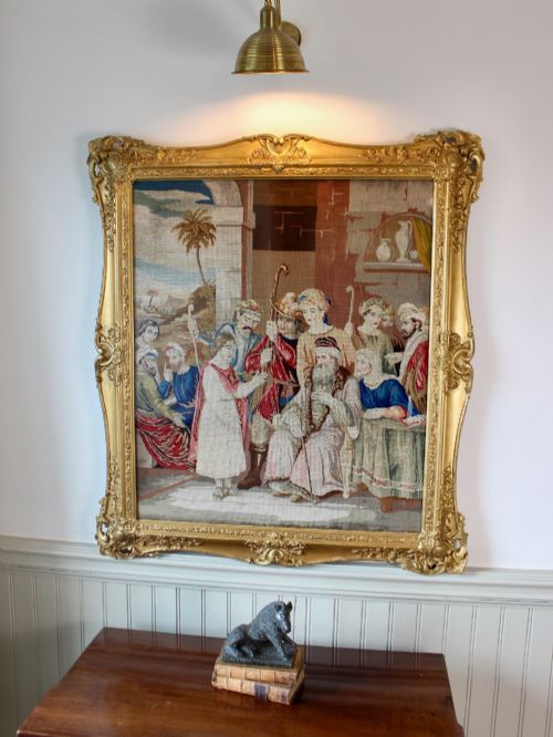 LARGE VICTORIAN GILT FRAMED BERLIN WOOLWORK PICTURE OF PHARAOH'S DREAM - ADDITIONAL PHOTO 1