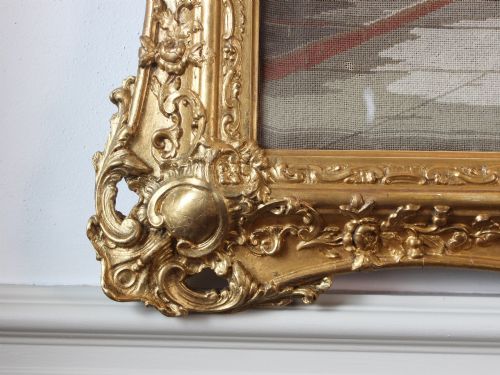 LARGE VICTORIAN GILT FRAMED BERLIN WOOLWORK PICTURE OF PHARAOH'S DREAM - ADDITIONAL PHOTO 3