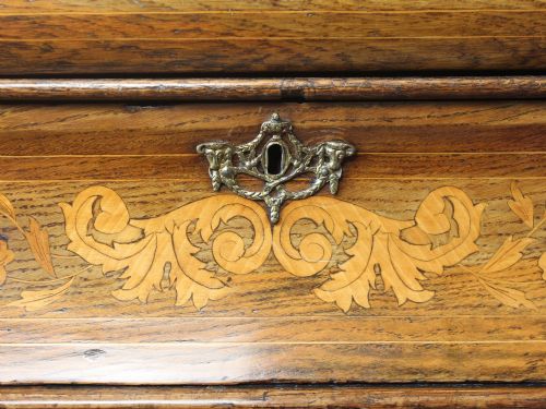18TH CENTURY DUTCH MARQUETRY BOMBE OAK CHEST OF DRAWERS - ADDITIONAL PHOTO 12