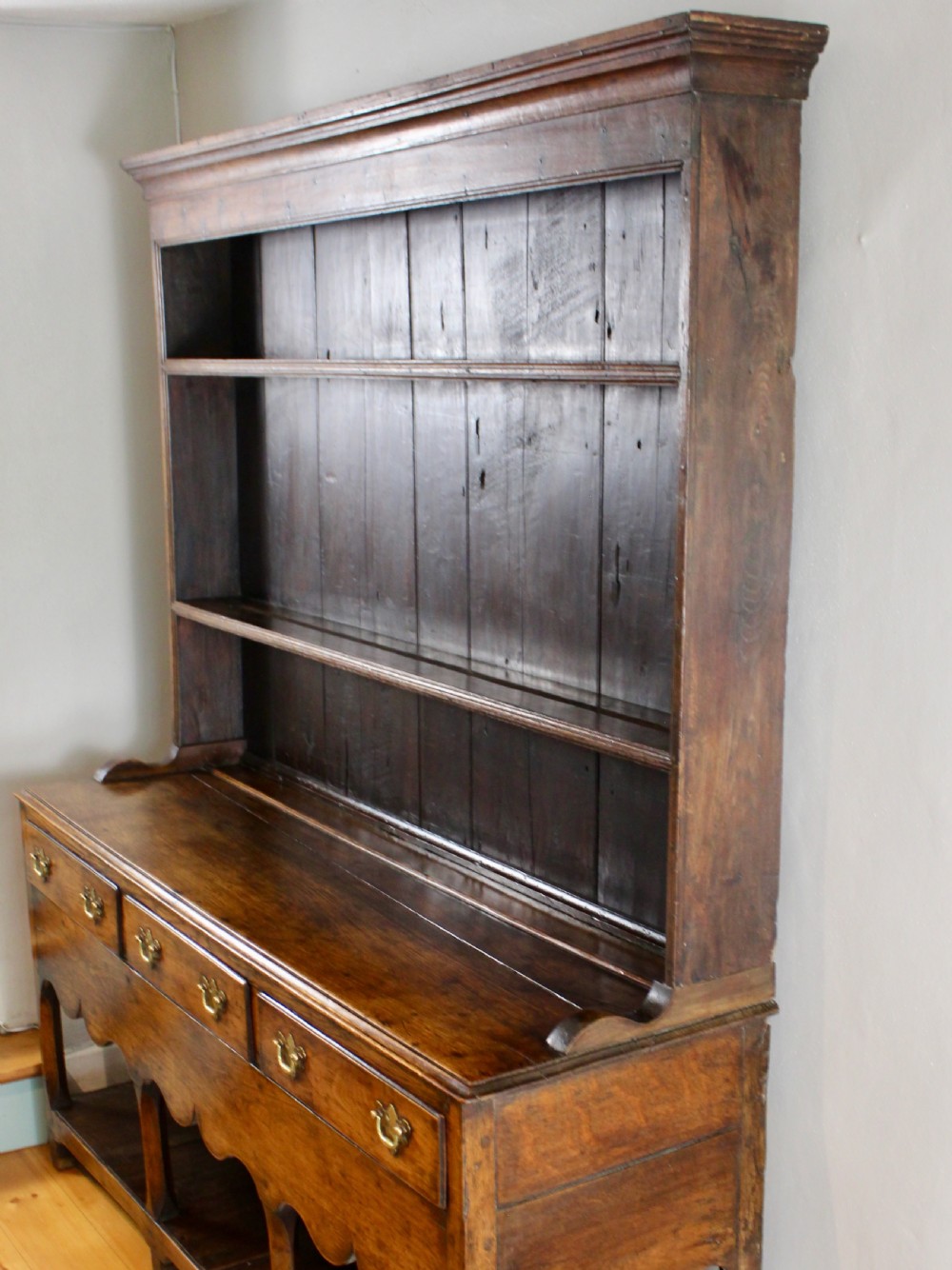 Small Georgian Welsh Oak Potboard Dresser View III