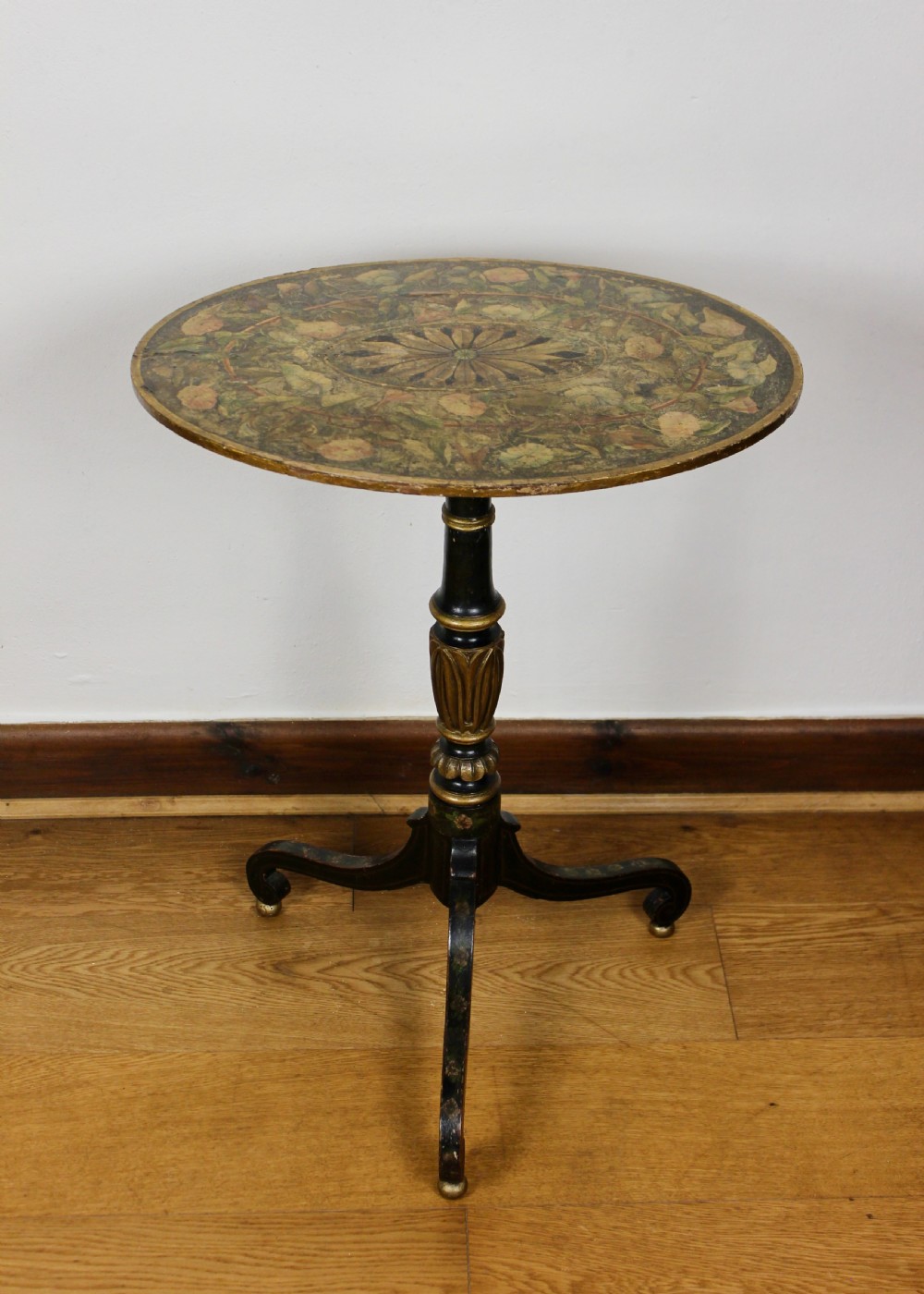 19th Century Painted, Ebonised & Parcel-gilt Tripod Wine Table