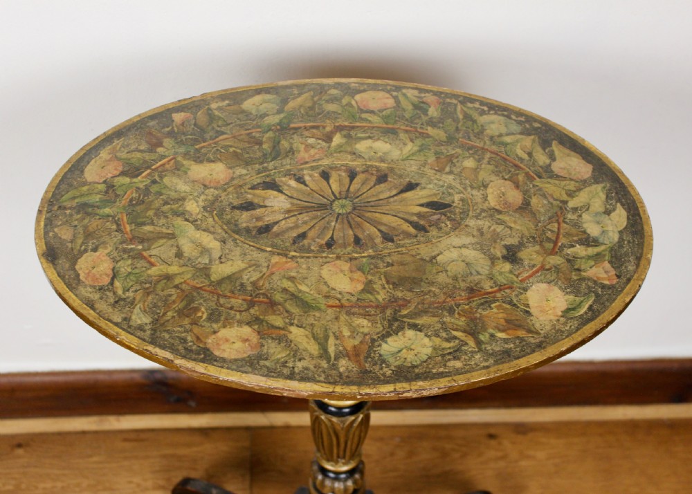 19th Century Painted, Ebonised & Parcel-gilt Tripod Wine Table View III