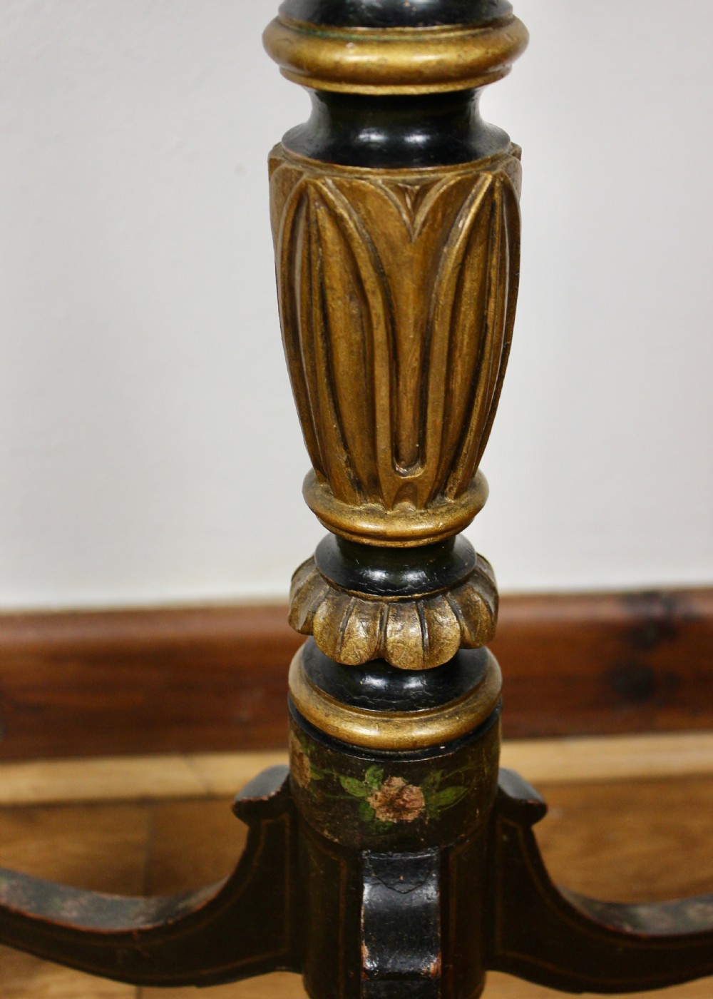 19th Century Painted, Ebonised & Parcel-gilt Tripod Wine Table View IV