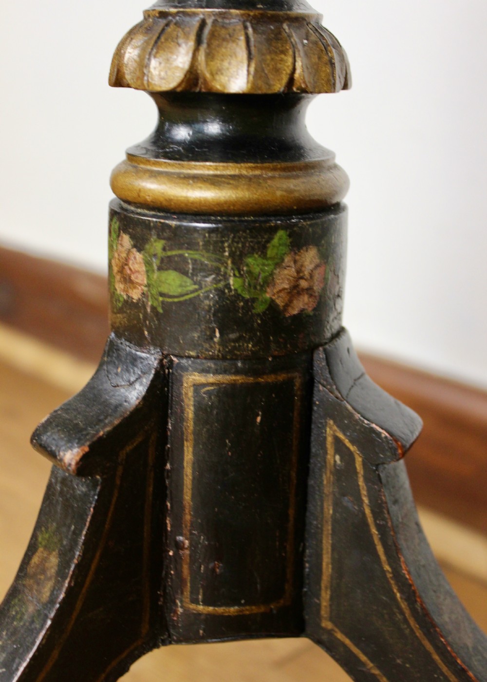 19th Century Painted, Ebonised & Parcel-gilt Tripod Wine Table View V