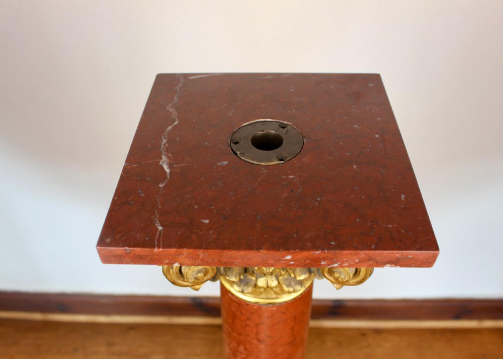 Gilt Metal Mounted Rouge Marble Corinthian Column Pedestal Circa.1880 View IV