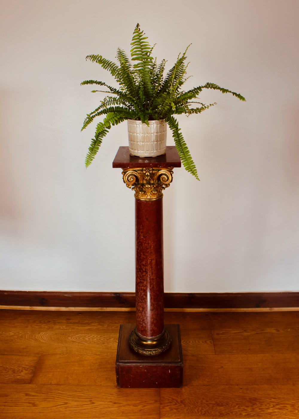 Gilt Metal Mounted Rouge Marble Corinthian Column Pedestal Circa.1880 View VII