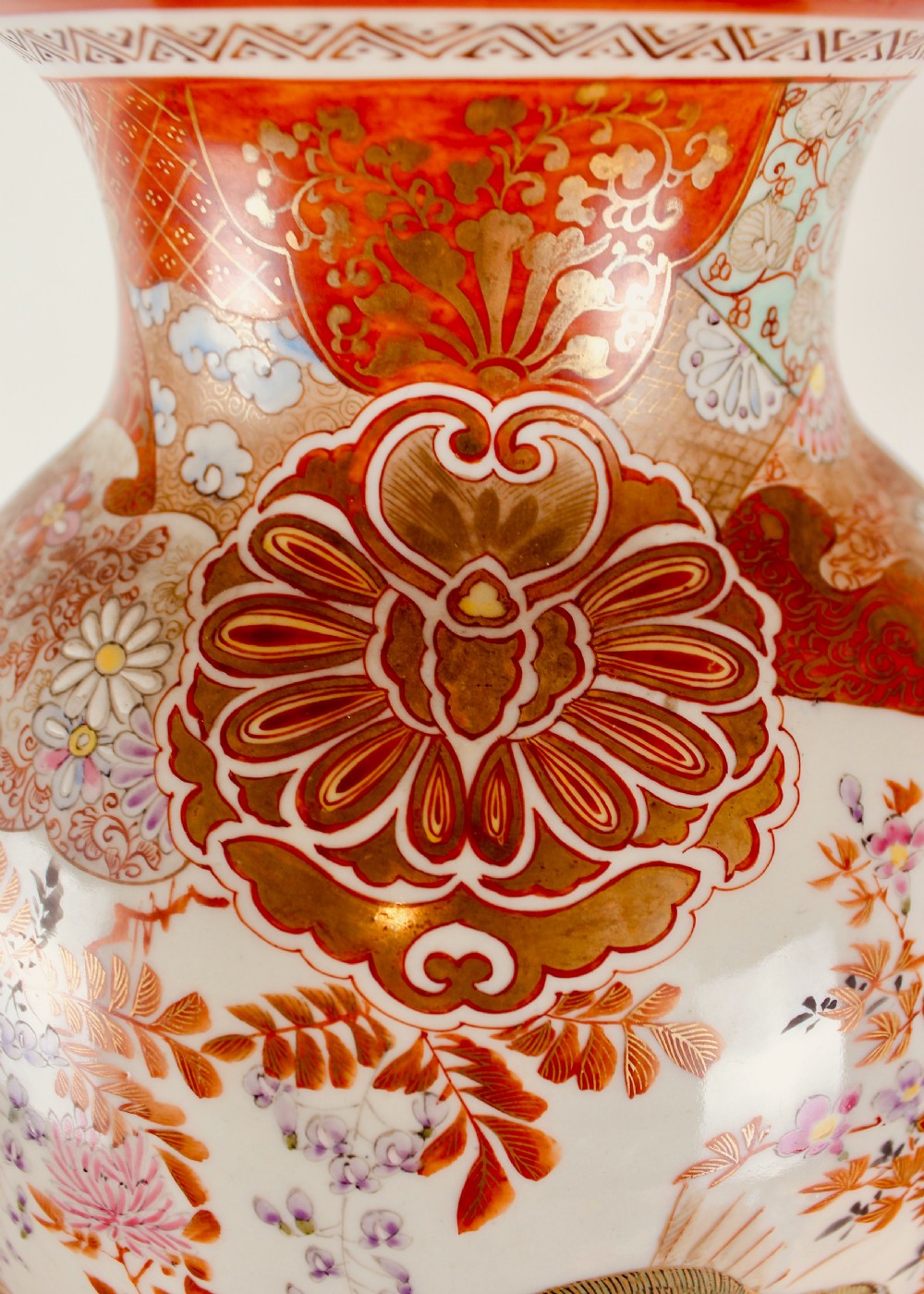 Meiji Period Japanese Ovoid Kutani Vase View IV