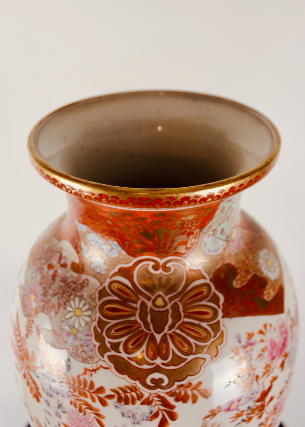 Meiji Period Japanese Ovoid Kutani Vase View V