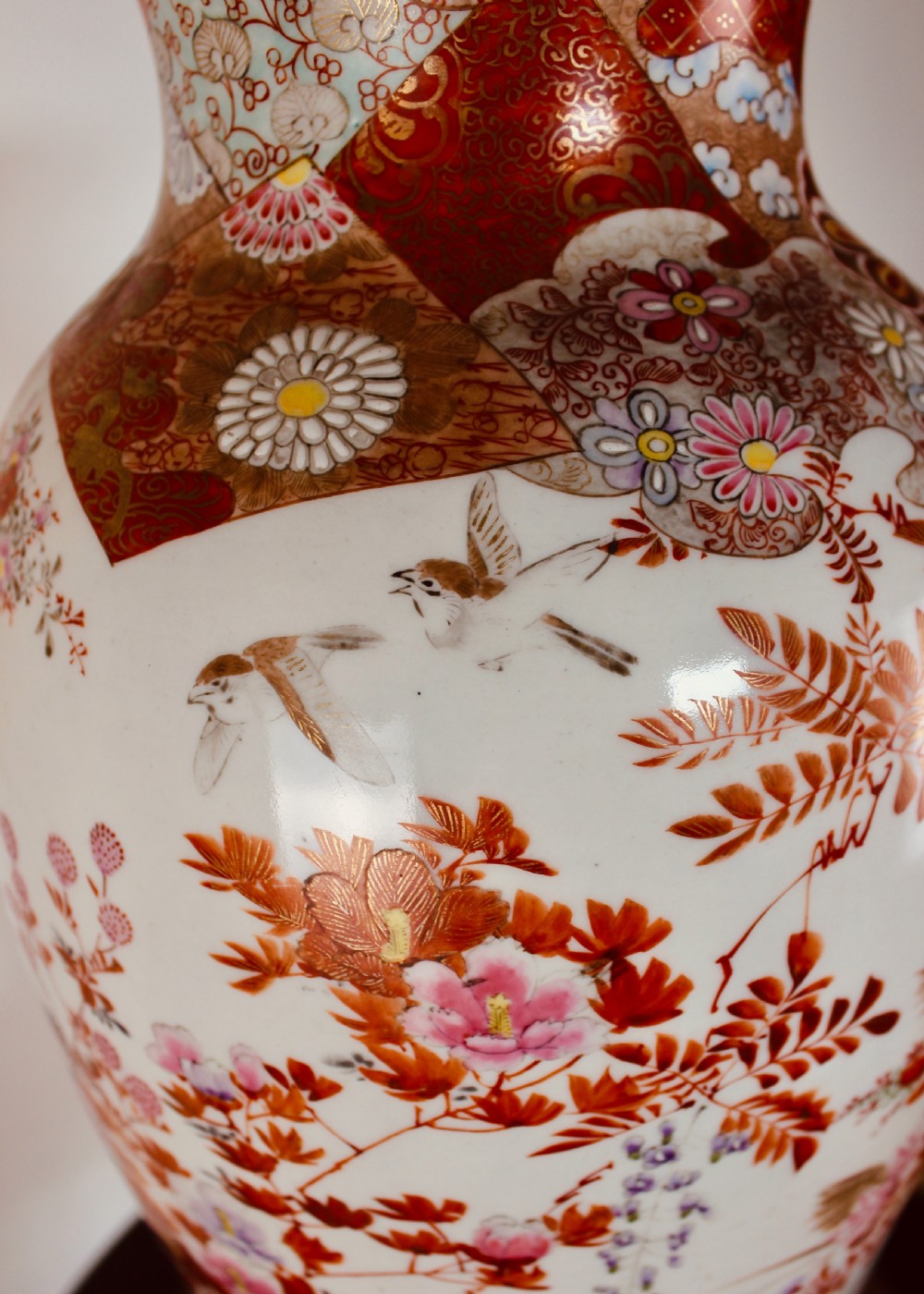 Meiji Period Japanese Ovoid Kutani Vase View VII