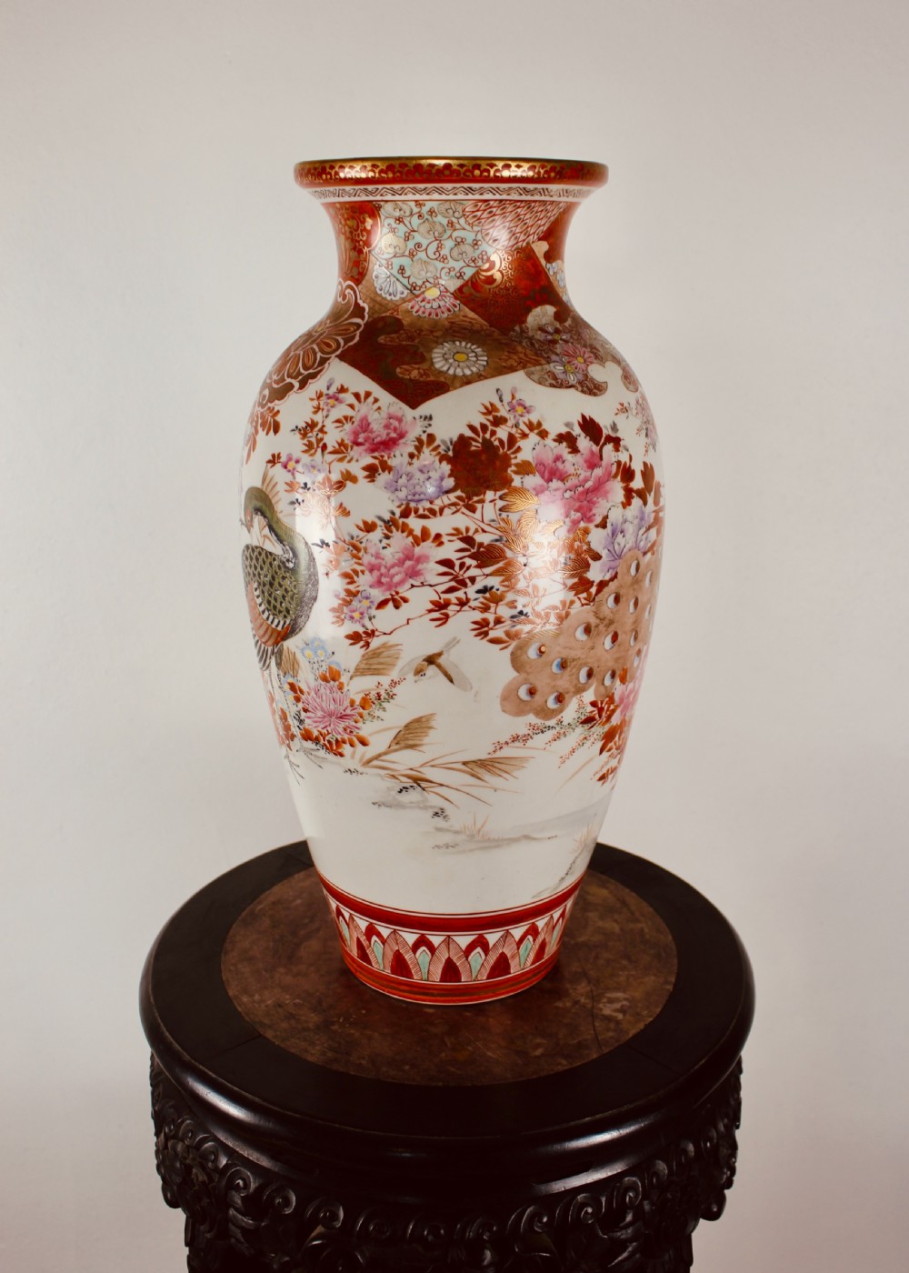 Meiji Period Japanese Ovoid Kutani Vase View X