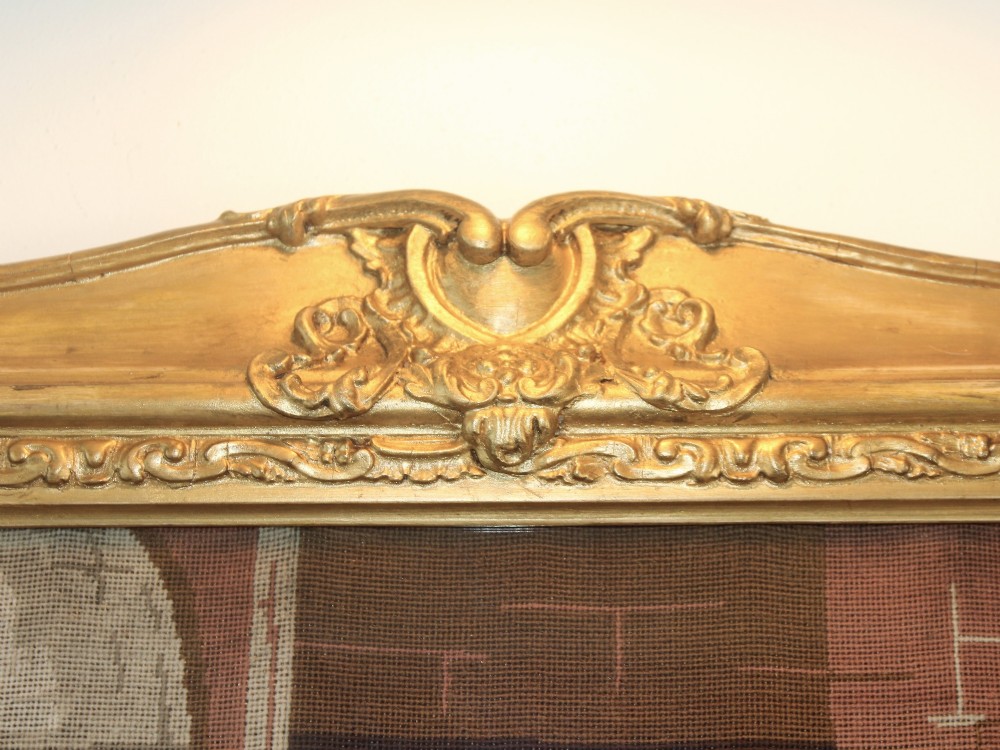 A large Victorian gilt-framed Berlin woolwork picture depicting a detailed biblical scene of Pharaohs dream with embroidered figures. View VIII
