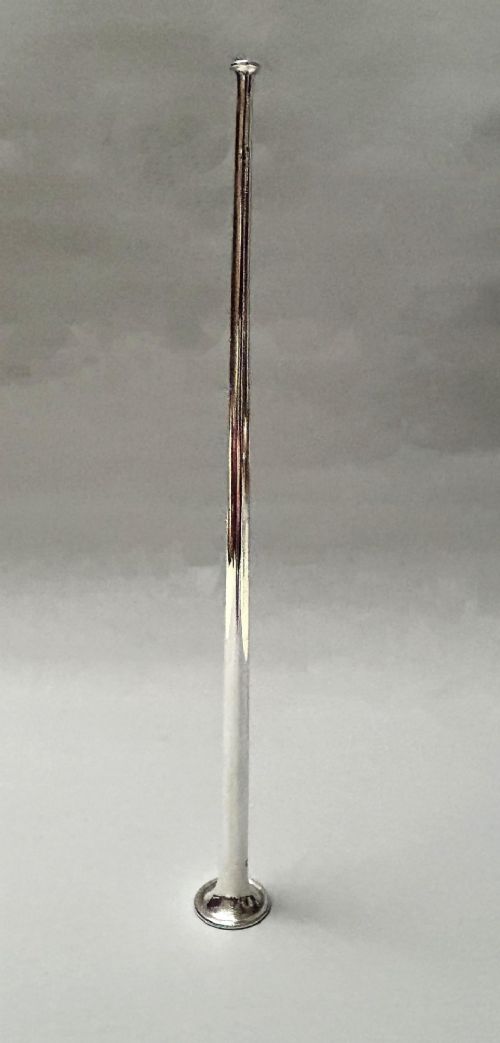A Victorian sterling silver candle snuffer fashioned in the shape of a long, tapered hunting horn with a flared mouth. View IV