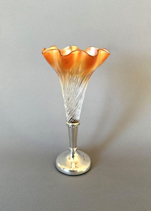 A Delightful Edwardian Silver and Wrythen Glass Posy Vase
