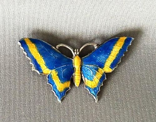A Stunning Large Silver & Enamel Butterfly Brooch