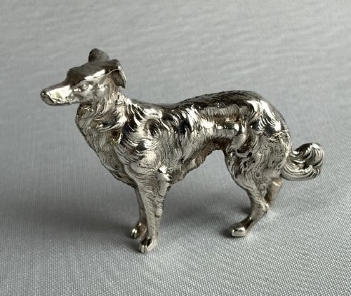 A Superb Berthold Muller Cast Silver Wolfhound Figure