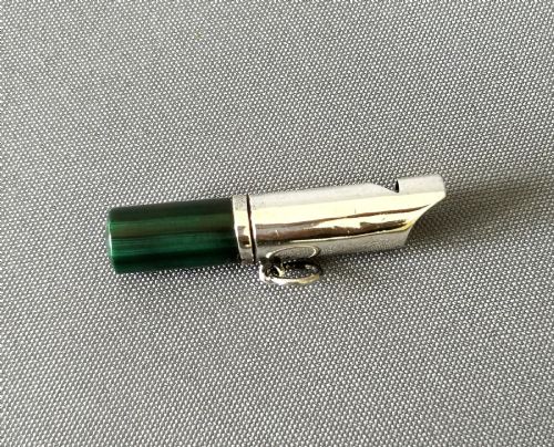 A Most Unusual Victorian Silver & Malachite Whistle