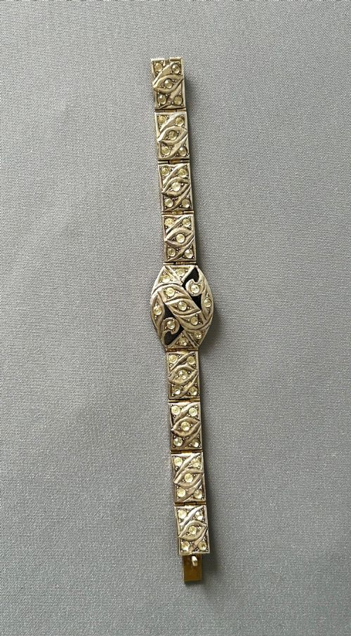 An Elegant Art Deco Silver Gilt Panel Link Bracelet